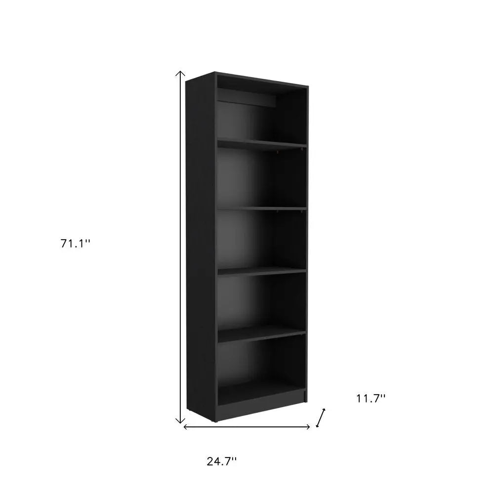 71" Black Five Tier Bookcase with Two doors - NOBLE HOME INTERIORS