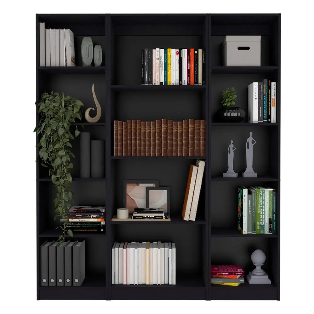 71" Black Four Tier Bookcase - NOBLE HOME INTERIORS