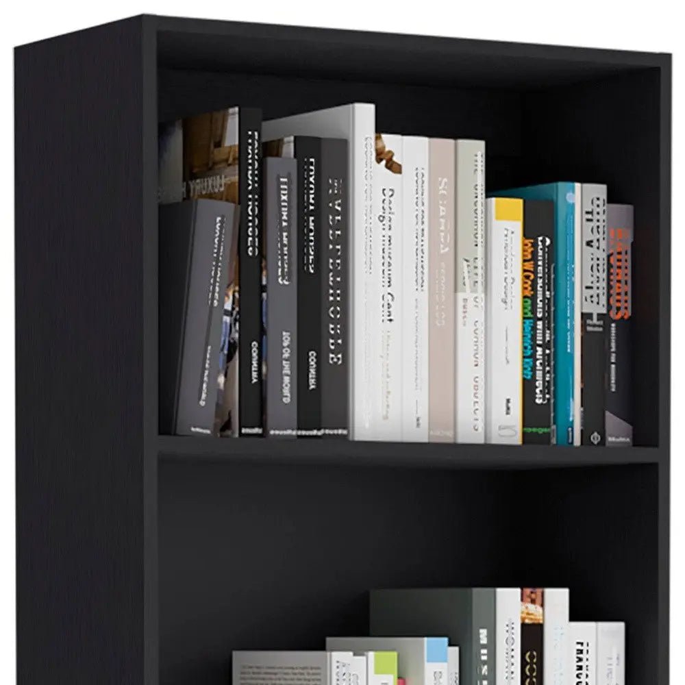 71" Black Four Tier Bookcase with Two Doors - NOBLE HOME INTERIORS