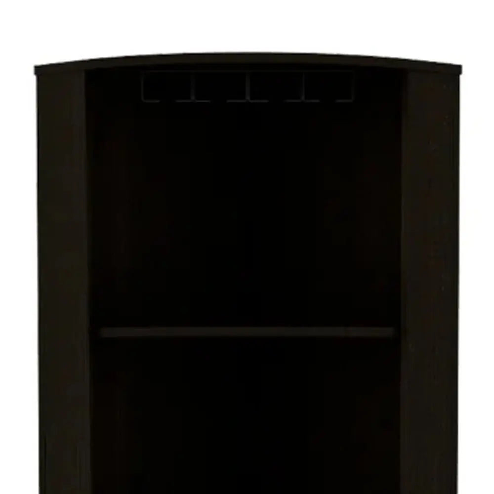 71" Black Wood Corner Bar Cabinet With Two Doors - NOVA HOME FURNITURE