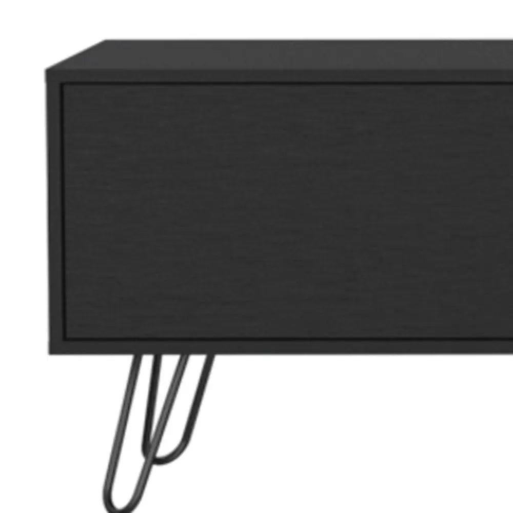 71" Black Wood Enclosed And Open Storage TV Stand - NOVA HOME FURNITURE