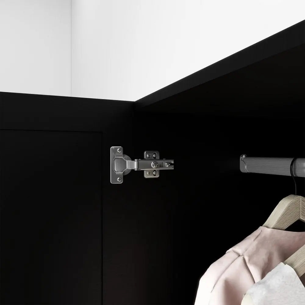 71" Black Wood Mirrored Two Door Combo Dresser - NOBLE HOME INTERIORS