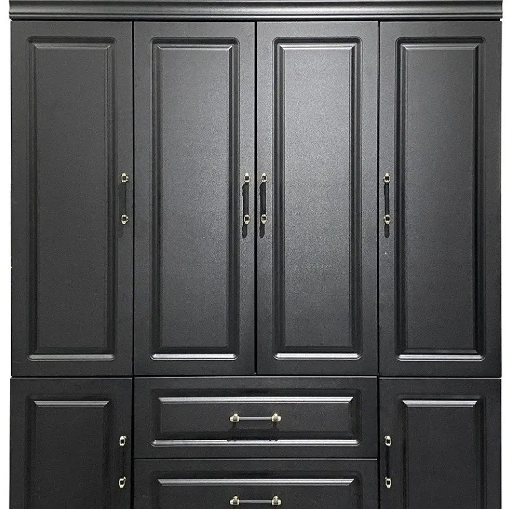 71" Black Wood Six Door Two Drawer Combo Dresser - NOBLE HOME INTERIORS