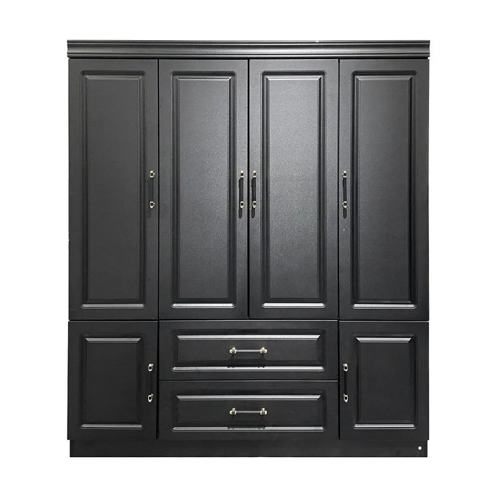 71" Black Wood Six Door Two Drawer Combo Dresser - NOBLE HOME INTERIORS