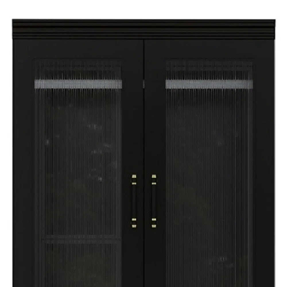 71" Black Wood Two Door Two Drawer Combo Dresser - NOBLE HOME INTERIORS