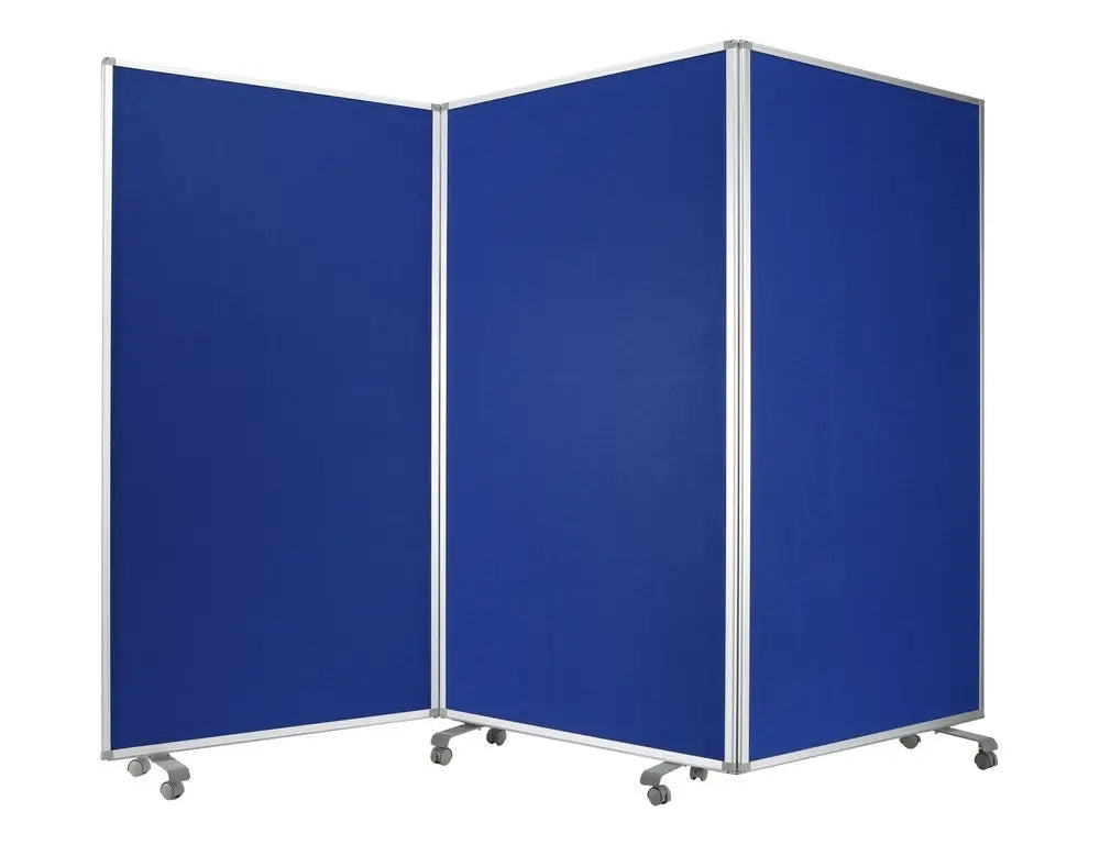 71" Blue Iron Folding Three Panel Screen Room Divider - NOBLE HOME INTERIORS