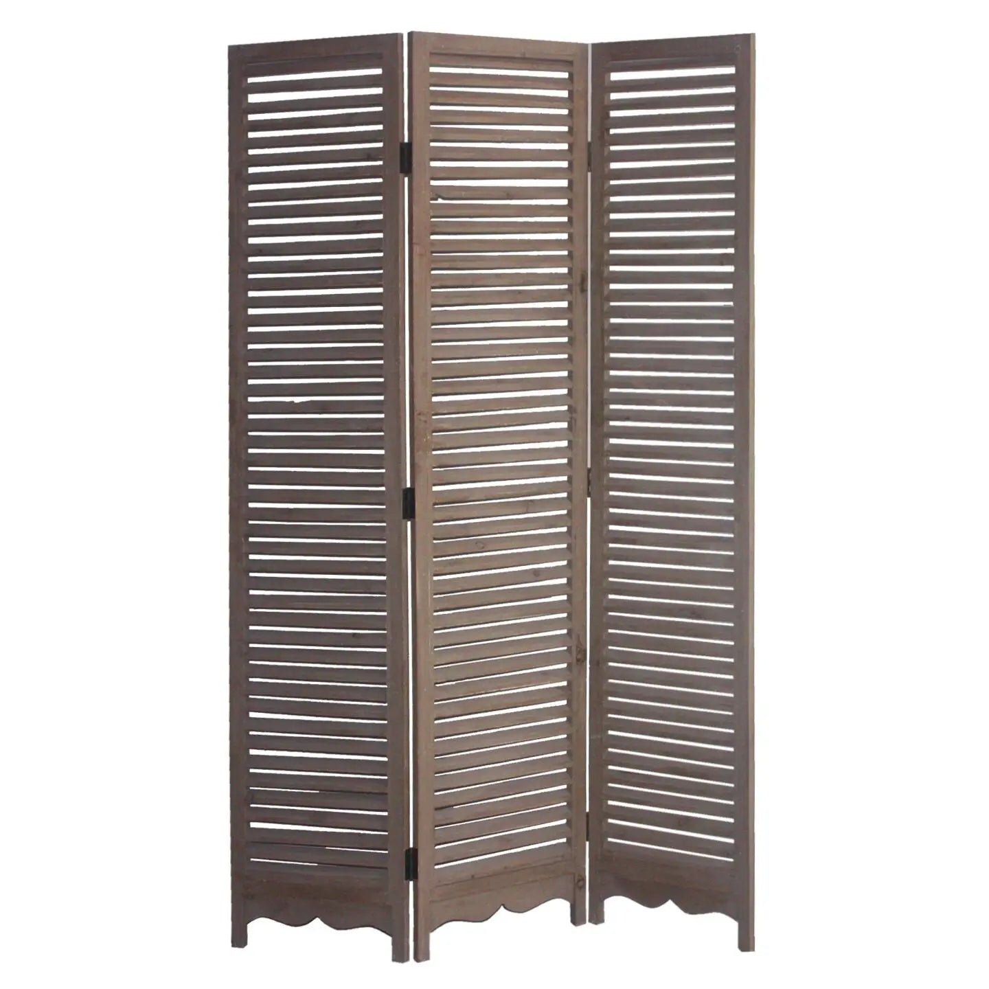 71" Brown Folding Three Panel Screen Room Divider - NOBLE HOME INTERIORS