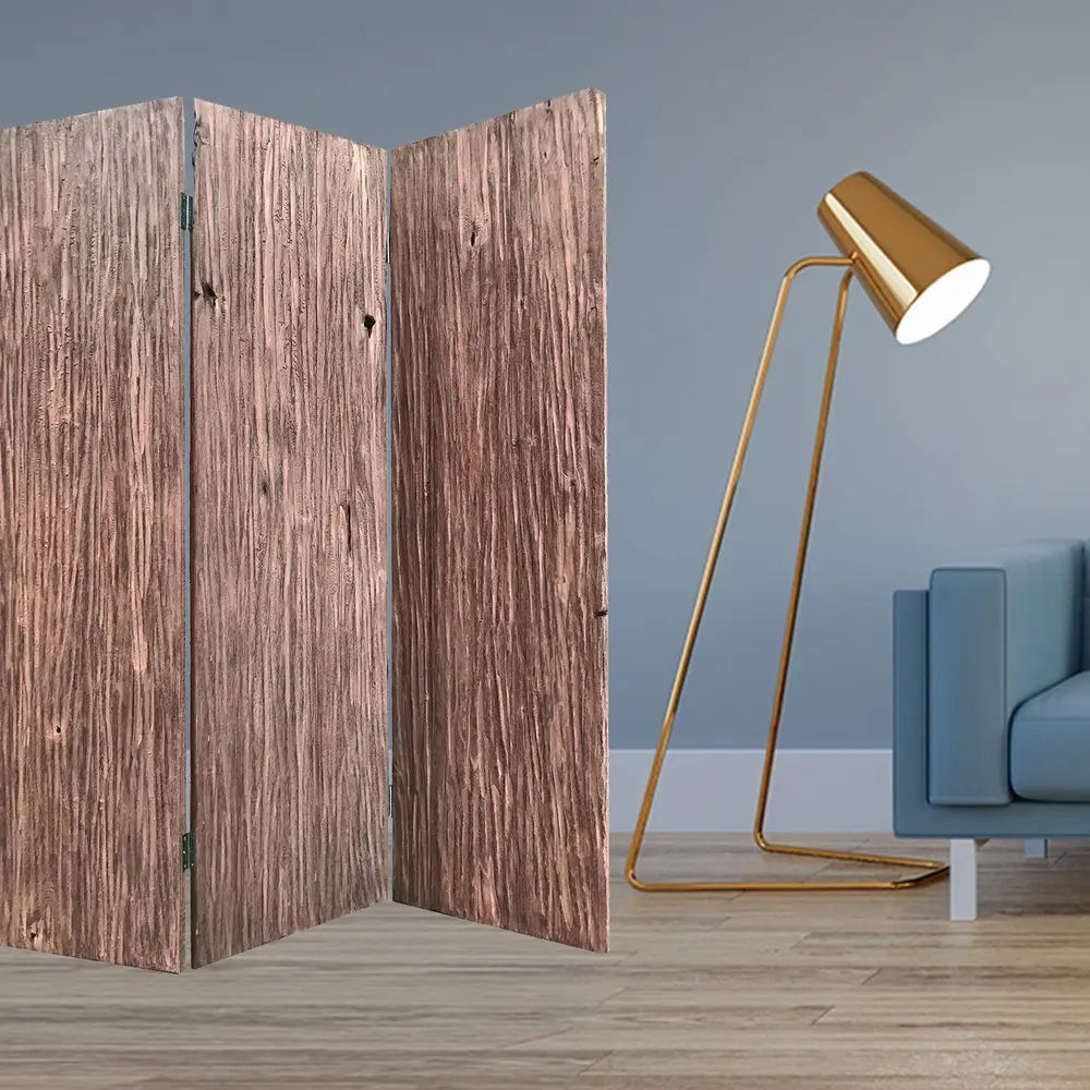71" Brown Folding Three Panel Screen Room Divider - NOBLE HOME INTERIORS