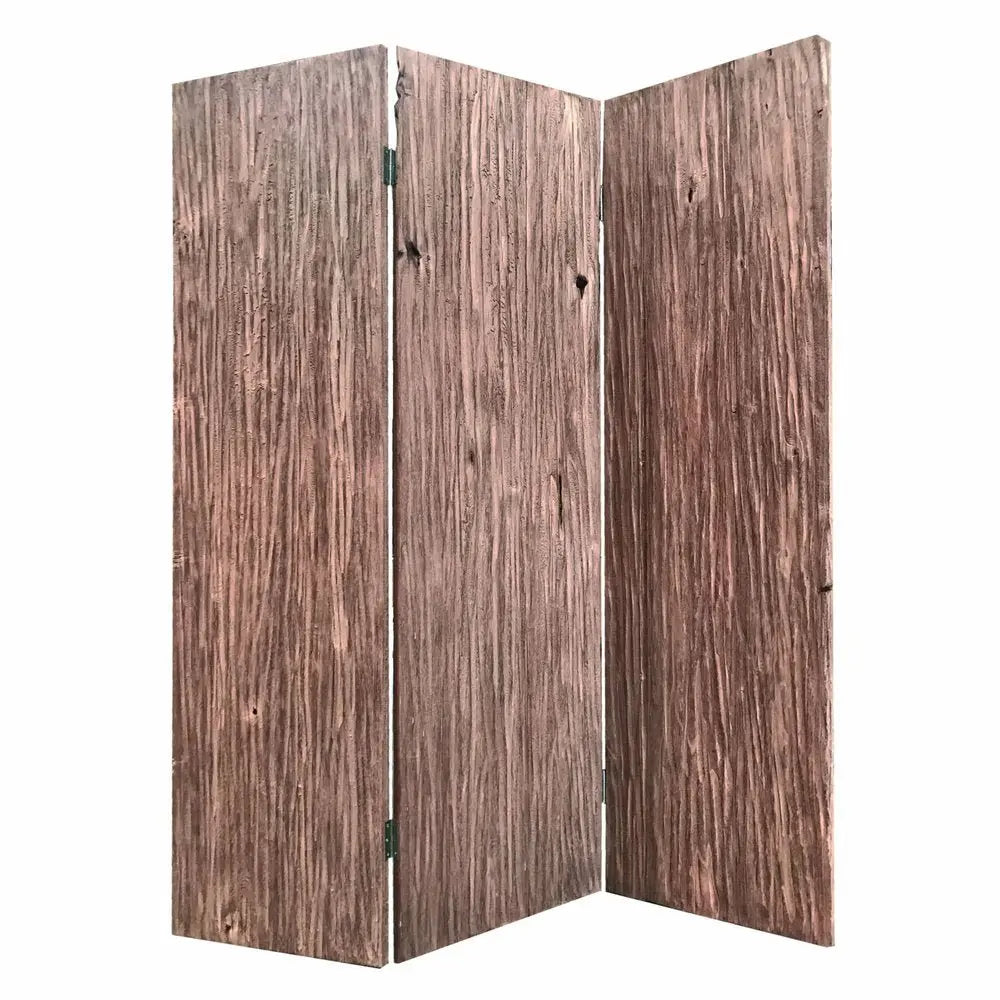 71" Brown Folding Three Panel Screen Room Divider - NOBLE HOME INTERIORS