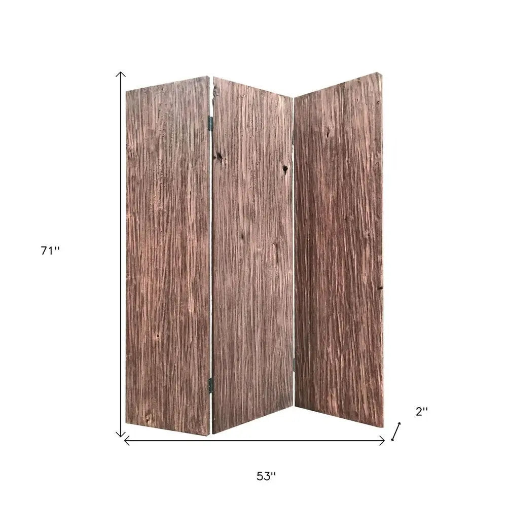 71" Brown Folding Three Panel Screen Room Divider - NOBLE HOME INTERIORS