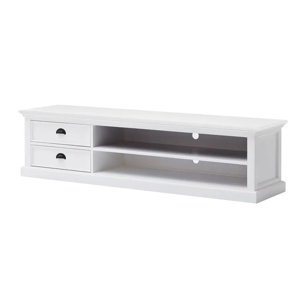 71" Classic White Entertainment Unit with Two Drawers - NOVA HOME FURNITURE