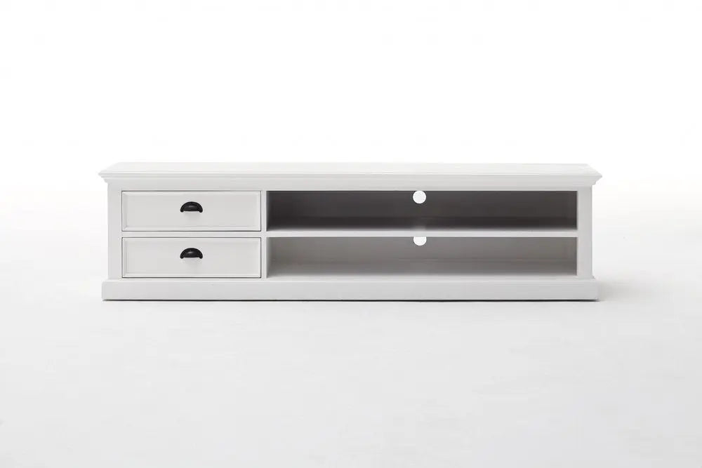 71" Classic White Entertainment Unit with Two Drawers - NOVA HOME FURNITURE