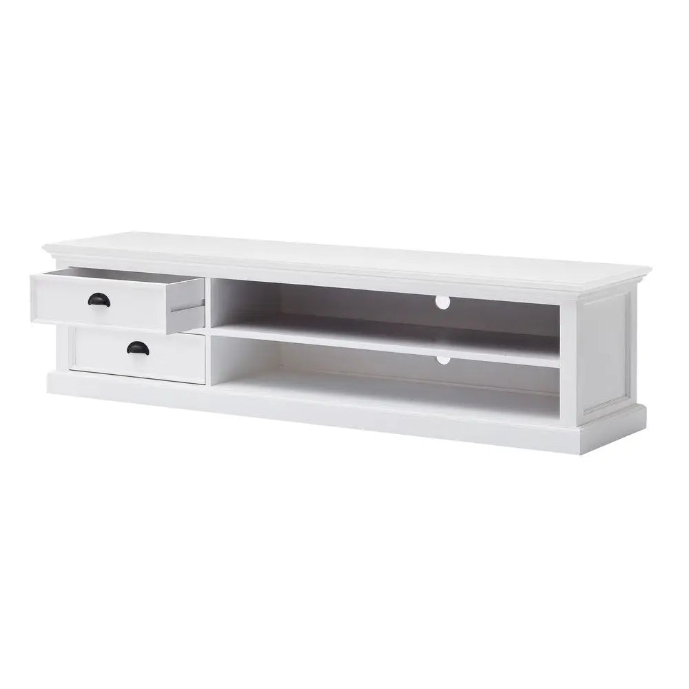 71" Classic White Entertainment Unit with Two Drawers - NOVA HOME FURNITURE