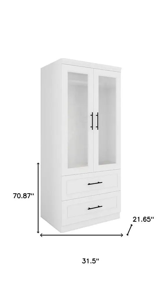 71" Clear And White Wood Two Door Two Drawer Combo Dresser - NOBLE HOME INTERIORS