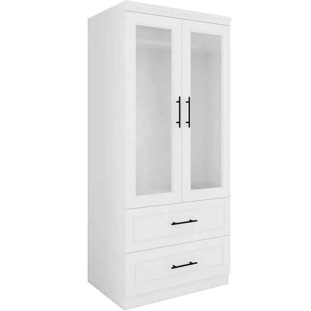 71" Clear And White Wood Two Door Two Drawer Combo Dresser - NOBLE HOME INTERIORS