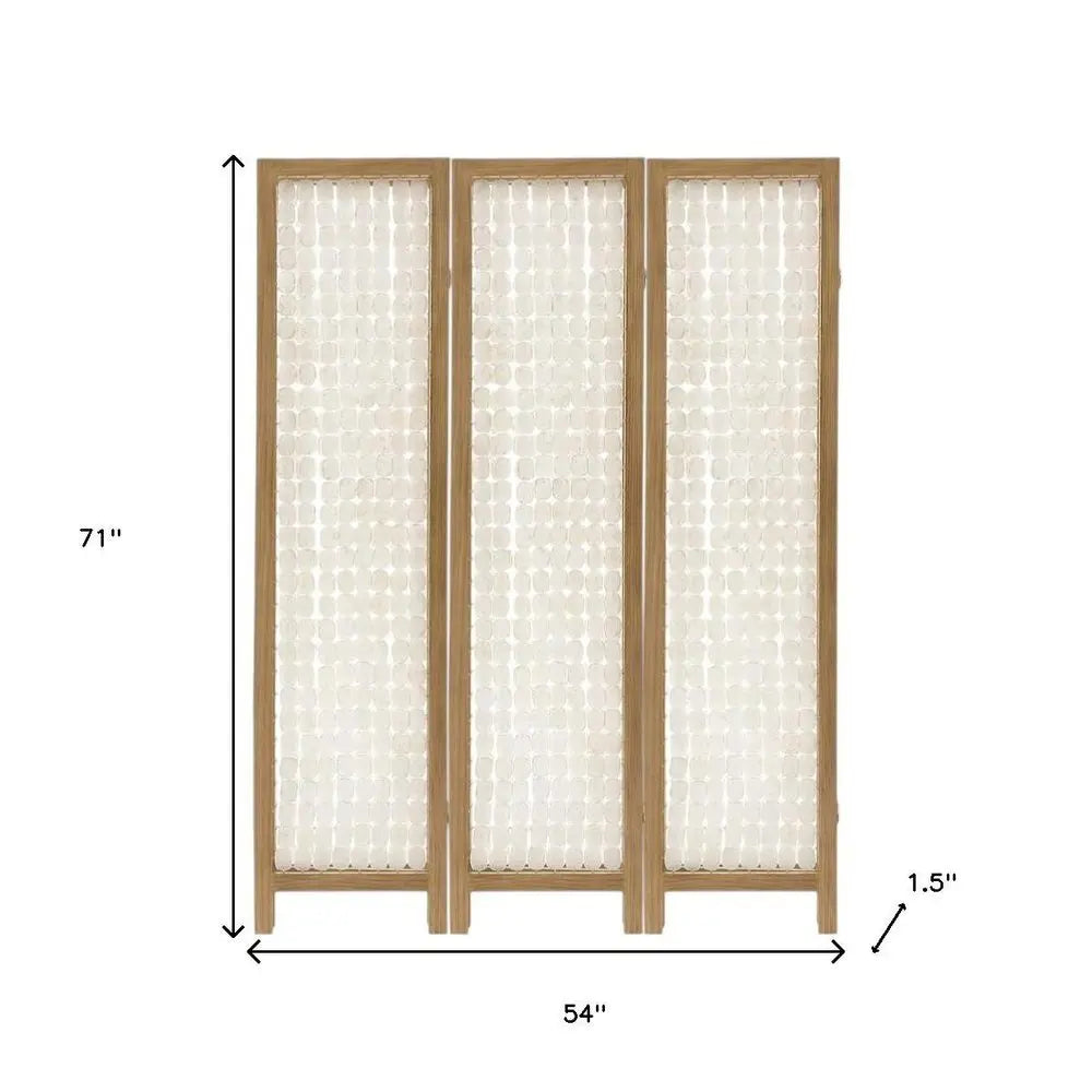 71" Clear Folding Three Panel Screen Room Divider - NOBLE HOME INTERIORS