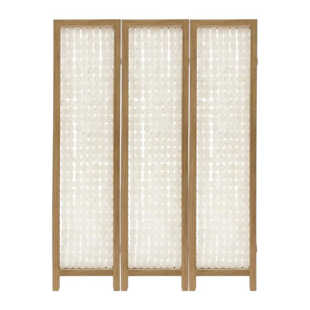 71" Clear Folding Three Panel Screen Room Divider - NOBLE HOME INTERIORS
