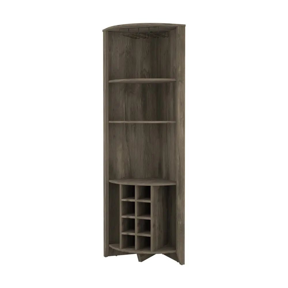 71" Dark Brown Wood Corner Bar Cabinet HomeRoots