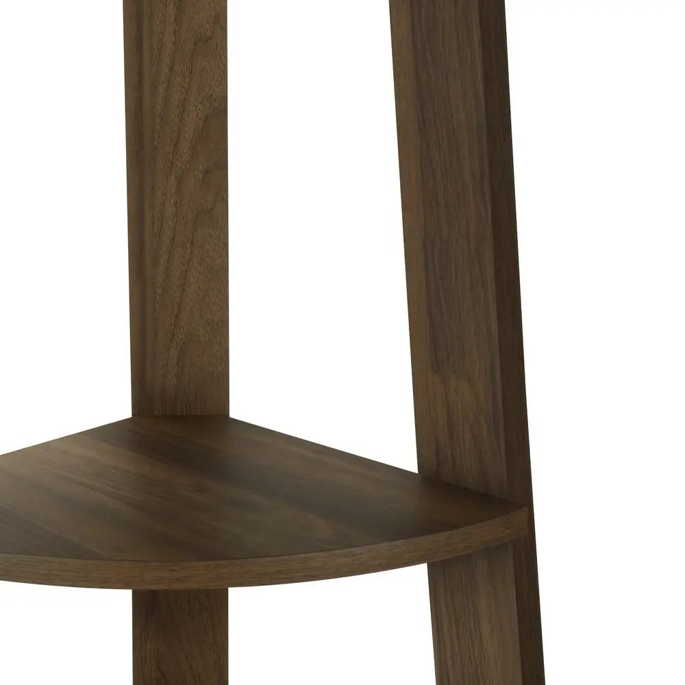 71" Dark Brown Wood Five Tier Corner Bookcase - NOBLE HOME INTERIORS