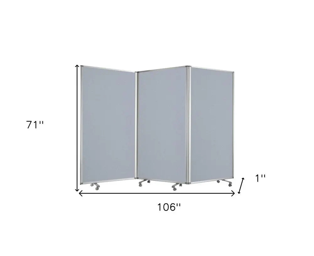 71" Gray Iron Folding Three Panel Screen Room Divider - NOBLE HOME INTERIORS