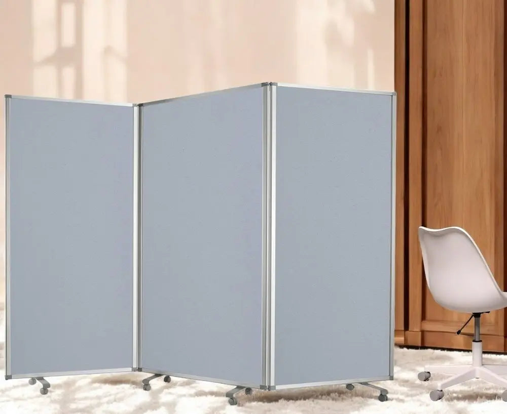 71" Gray Iron Folding Three Panel Screen Room Divider - NOBLE HOME INTERIORS