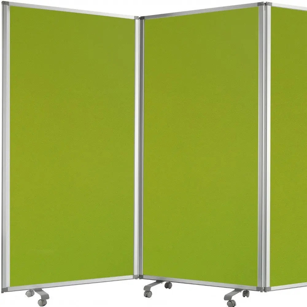 71" Green Iron Folding Three Panel Screen Room Divider - NOBLE HOME INTERIORS