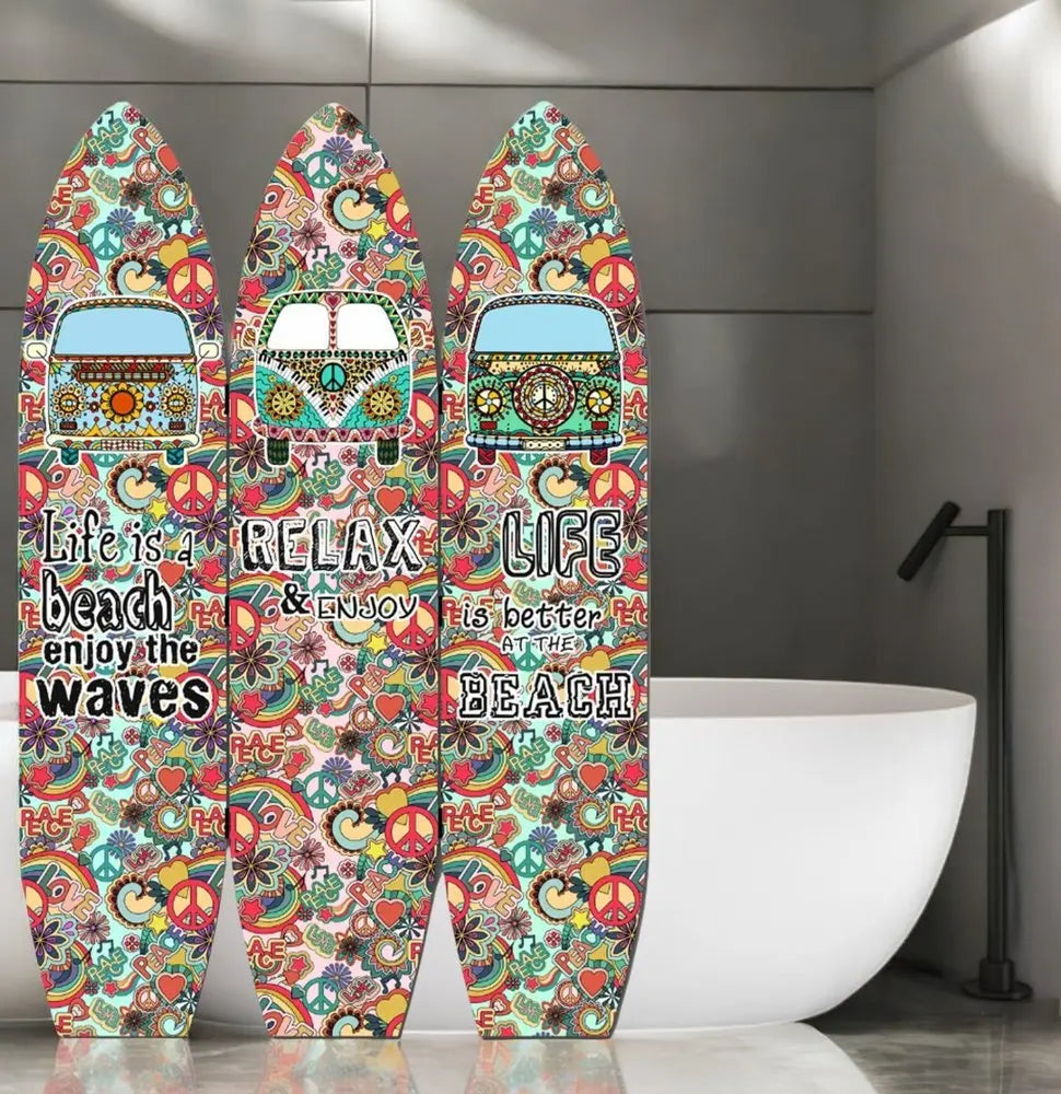 71" Red and Black Solid Wood Folding Three Panel Screen Room Divider - NOBLE HOME INTERIORS