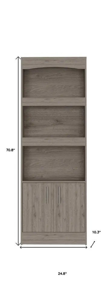 71" Three Tier Bookcase with Two doors HomeRoots