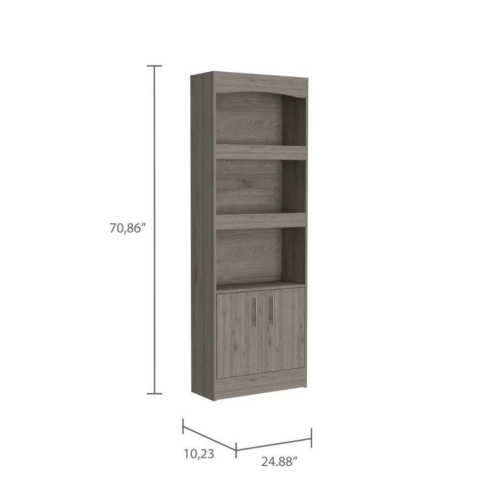 71" Three Tier Bookcase with Two doors HomeRoots