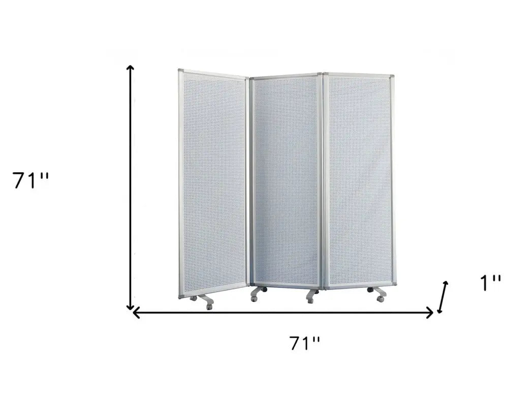 71" White Iron Folding Six Panel Screen Room Divider - NOBLE HOME INTERIORS