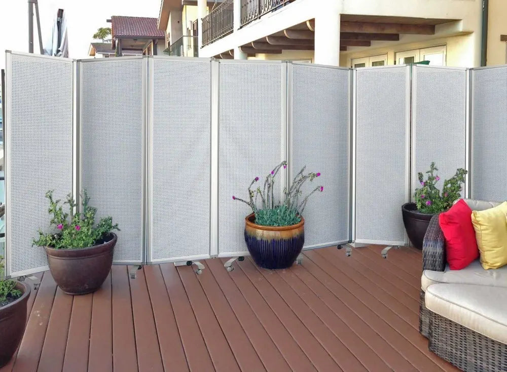 71" White Iron Folding Six Panel Screen Room Divider - NOBLE HOME INTERIORS