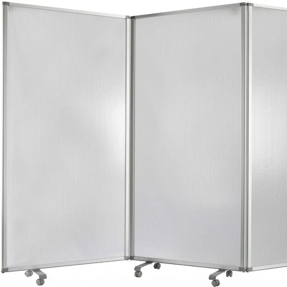 71" White Iron Folding Three Panel Screen Room Divider - NOBLE HOME INTERIORS