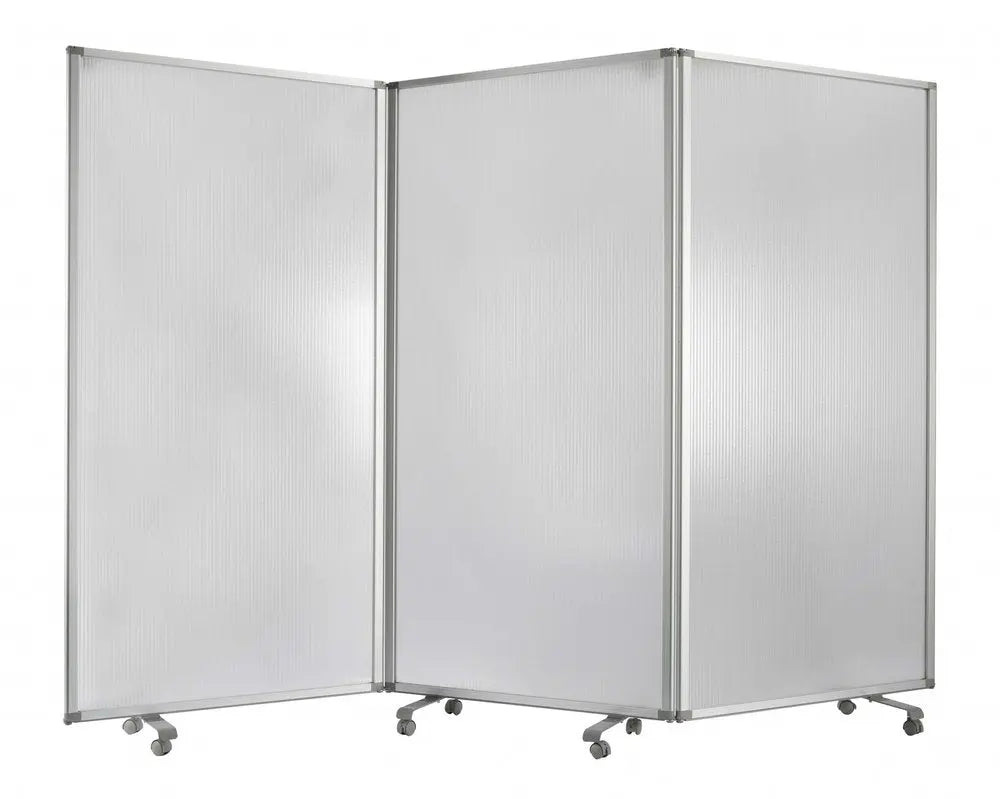 71" White Iron Folding Three Panel Screen Room Divider - NOBLE HOME INTERIORS