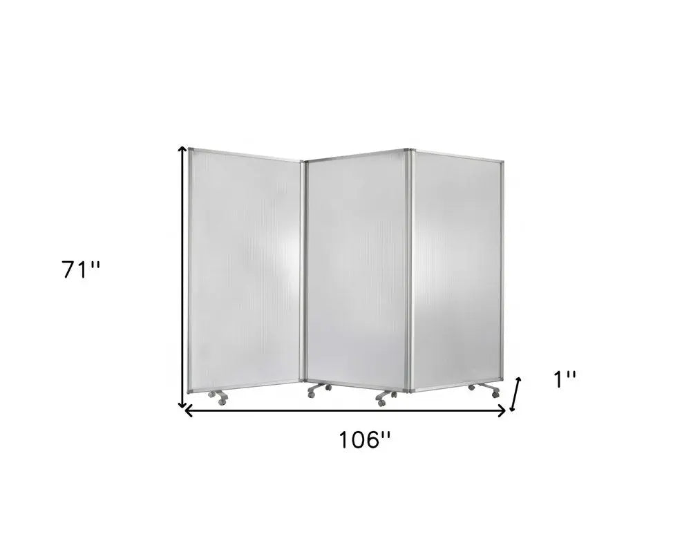 71" White Iron Folding Three Panel Screen Room Divider - NOBLE HOME INTERIORS