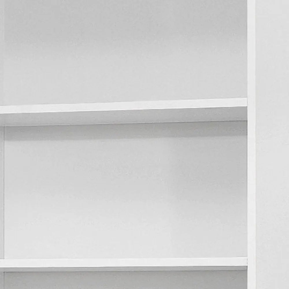 71" White Wood Adjustable Five Tier Bookcase - NOBLE HOME INTERIORS