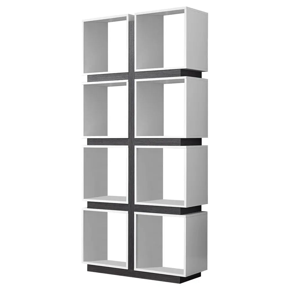 71" White Wood Eight Tier Cube Bookcase - NOBLE HOME INTERIORS