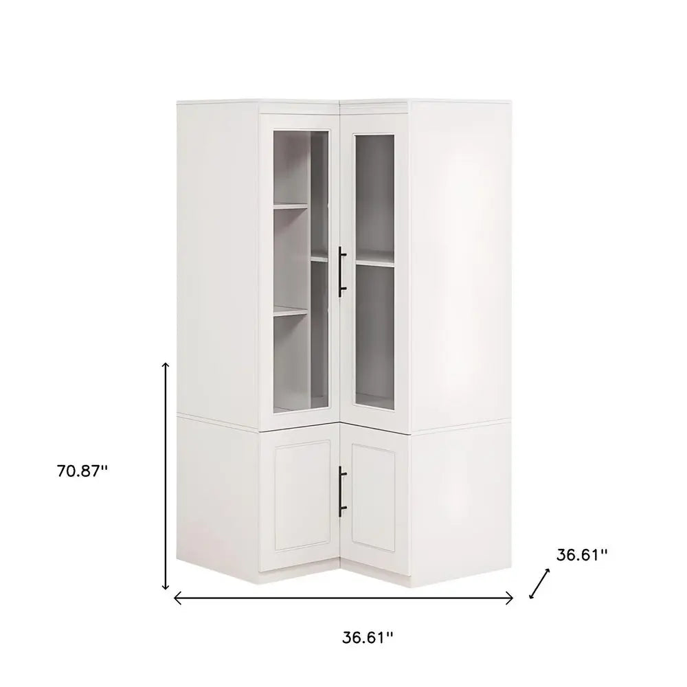 71" White Wood Four Door Corner Combo Dresser - NOBLE HOME INTERIORS