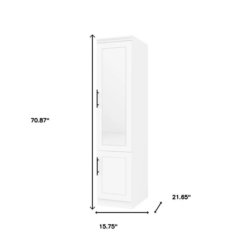 71" White Wood Mirrored Two Door Combo Dresser - NOBLE HOME INTERIORS