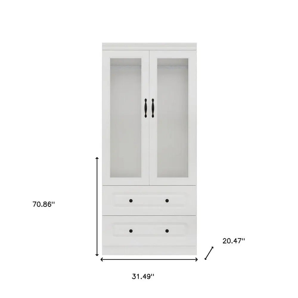 71" White Wood Two Door Two Drawer Combo Dresser - NOBLE HOME INTERIORS