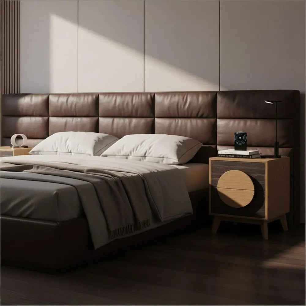 21" Oak And Dark Brown Solid Wood Square Two Drawer Nightstand HomeRoots