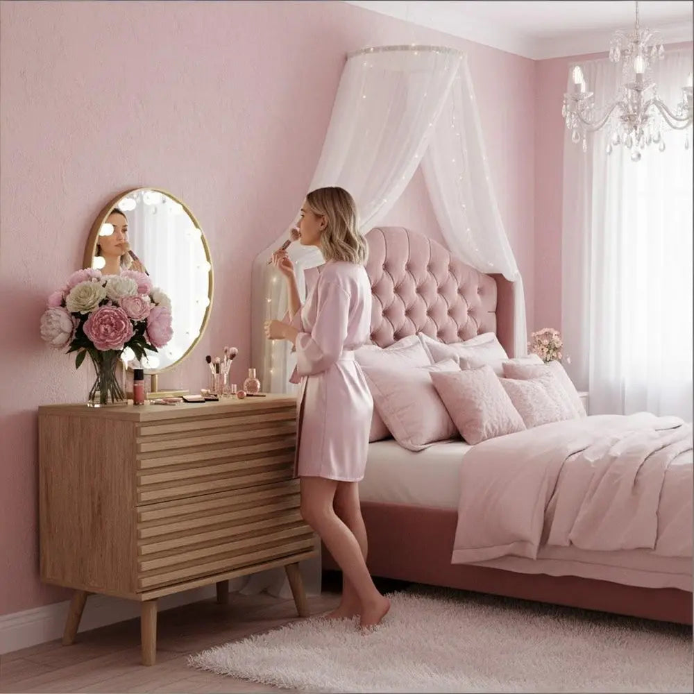 23" Natural Solid Wood Ribbed Texture Two Drawer Nightstand HomeRoots