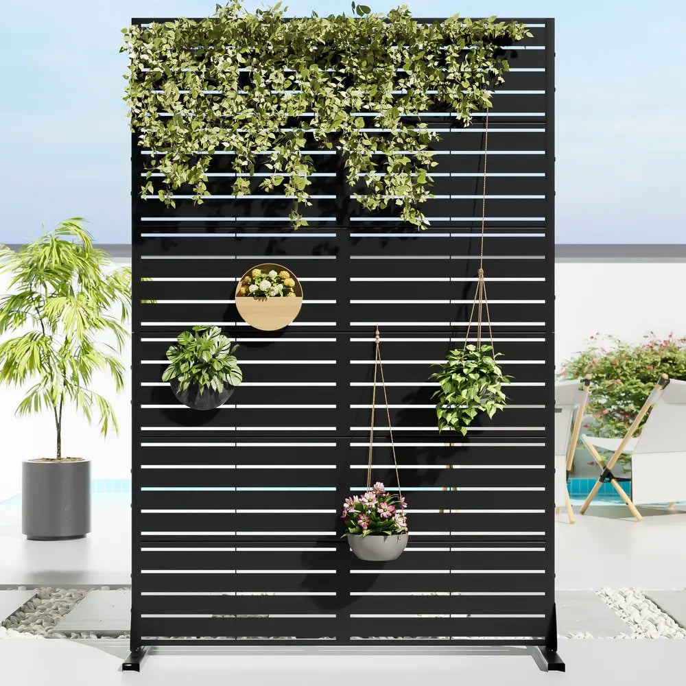 72" Black Metal Six Panel Screen Room Divider - NOVA HOME FURNITURE