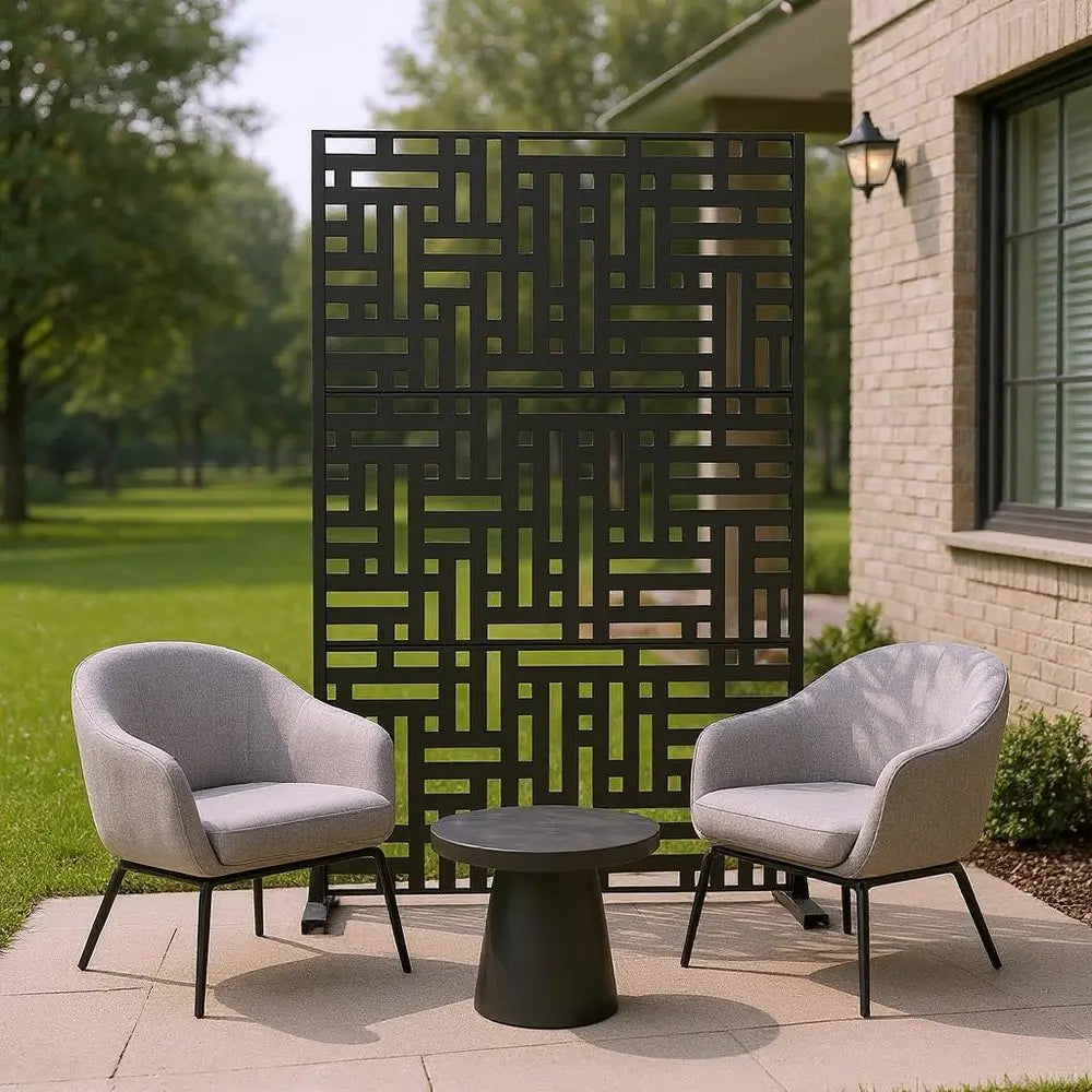 72" Black Metal Six Panel Screen Room Divider HomeRoots