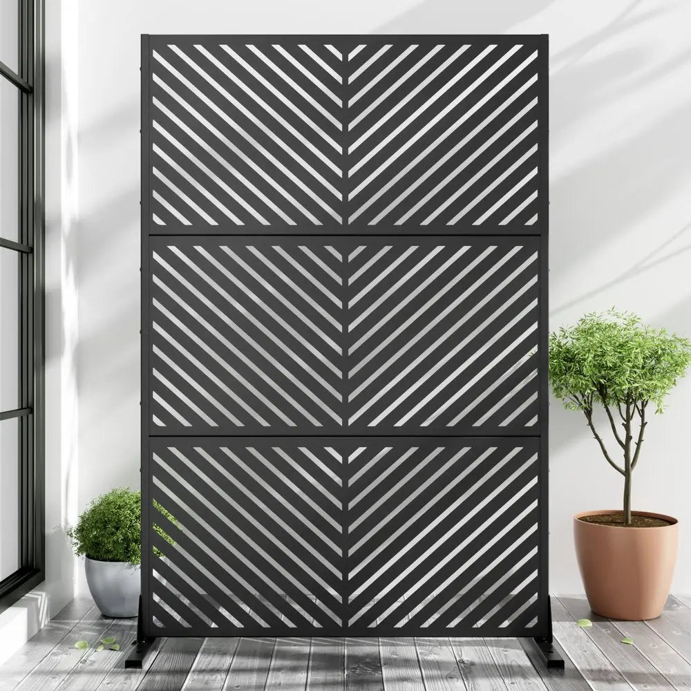 72" Black Metal Six Panel Screen Room Divider HomeRoots