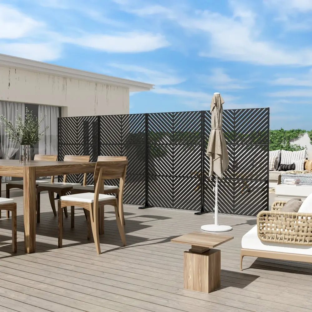 72" Black Metal Six Panel Screen Room Divider HomeRoots