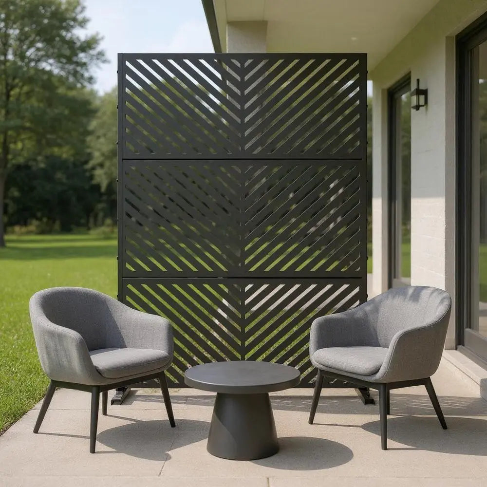 72" Black Metal Six Panel Screen Room Divider HomeRoots