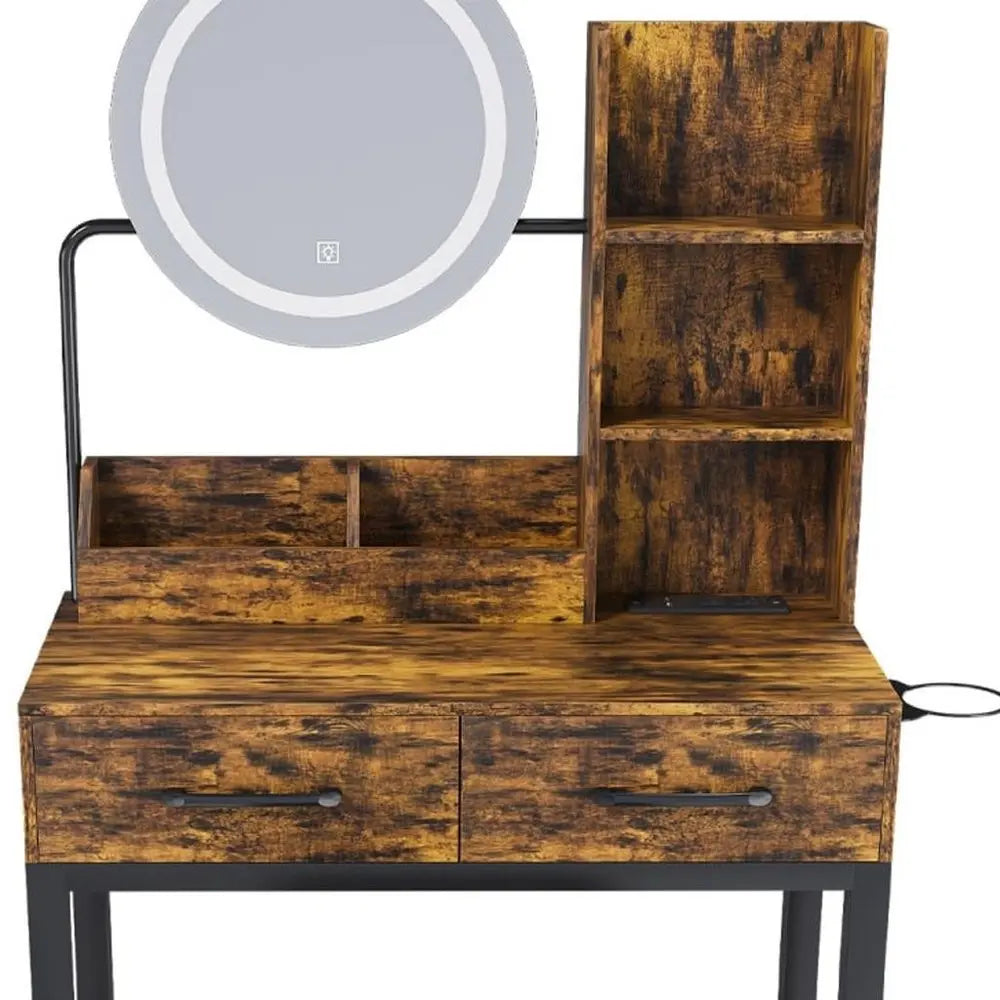 31" Brown Wood Lighted Two Drawer Dresser HomeRoots