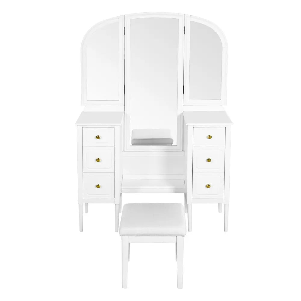 47" White Wood Six Drawer Dresser HomeRoots