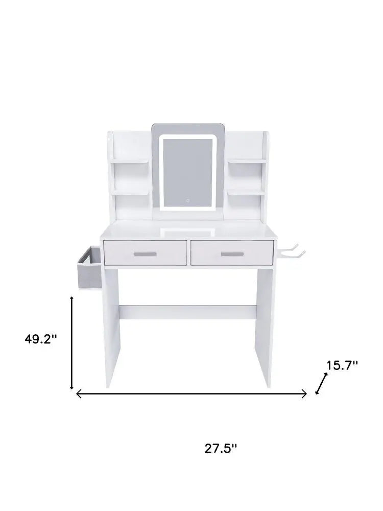 28" White Wood Lighted Two Drawer Dresser HomeRoots