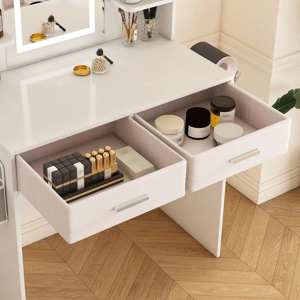 28" White Wood Lighted Two Drawer Dresser HomeRoots